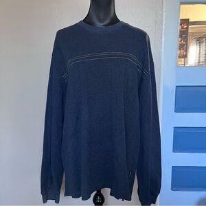 2000s navy blue striped skater sweater